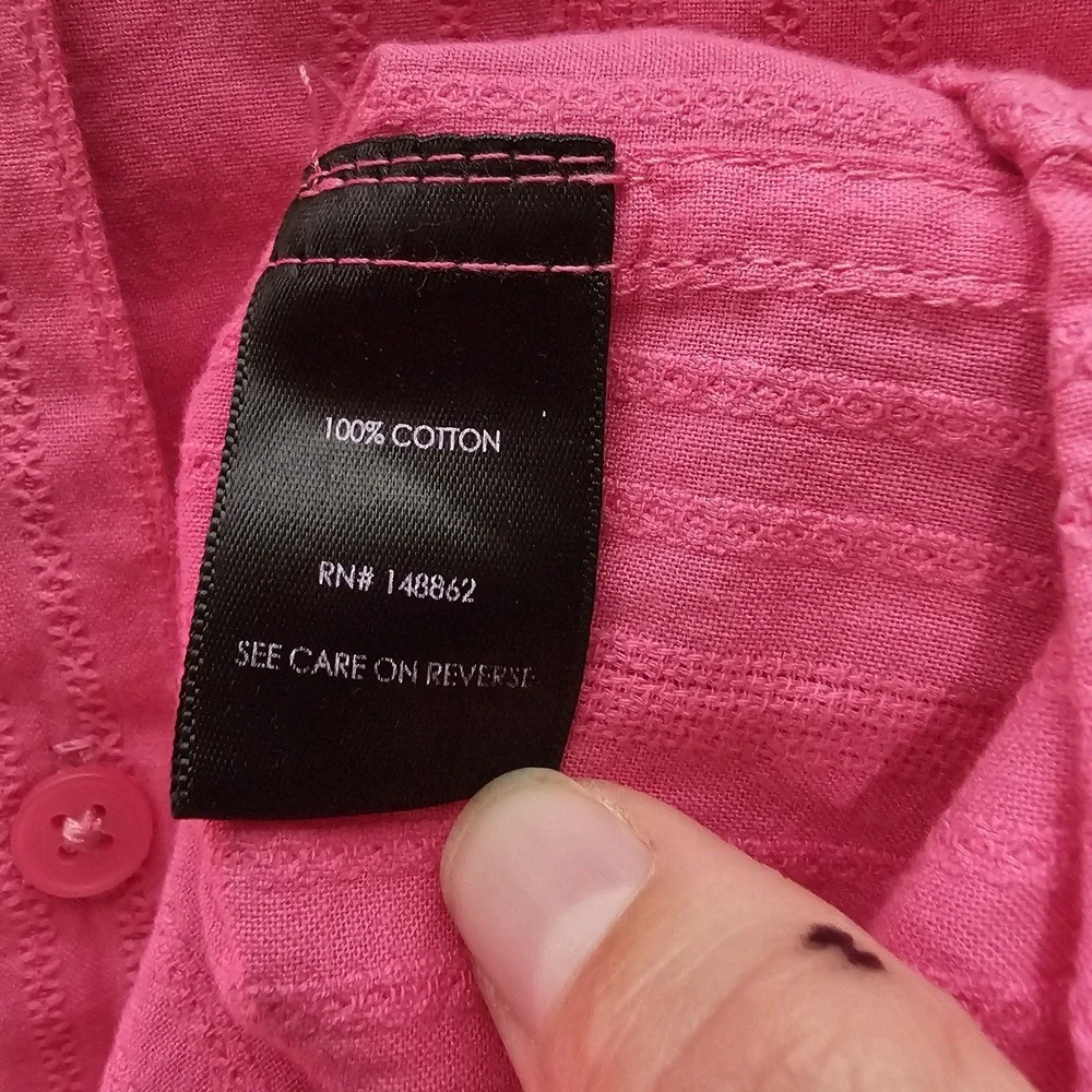 Torrid Womens Size 3 Pink Embroidered Stripe‎ Button Down Blouse Career Casual - Picture 6 of 7